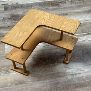 Vintage Wood Corner Desk Shelf Riser Monitor Stand Organizer